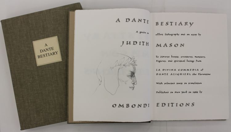 Click the image for a view of: Judith Mason. A Dante Bestiary. A guide in offset lithographs and an essay by Judith Mason. 1989. Published by Ombondi Editions, New York. Edition 100